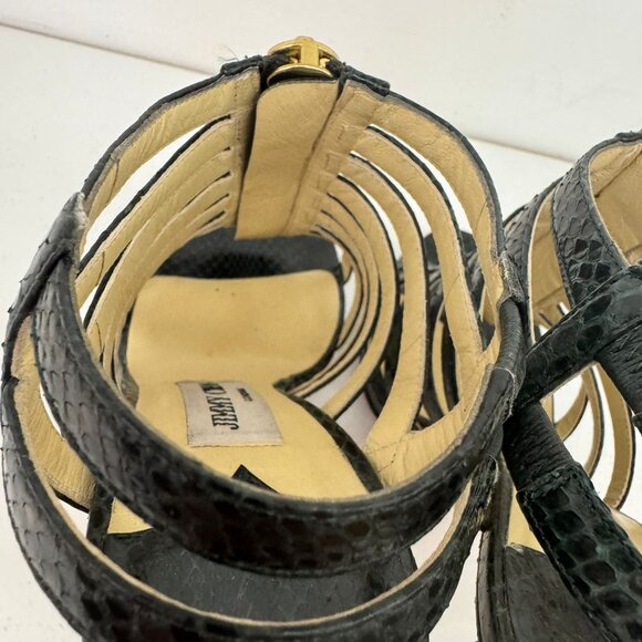 Jimmy Choo Python Elaphe Green Sandals - Picture 7 of 10